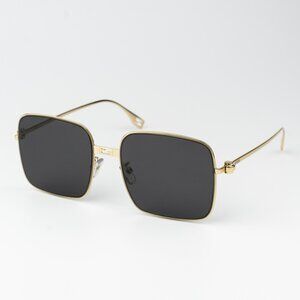 Fendi BAGUETTE Women Sunglasses Square Metal Endura Gold Smoke FE40123U 30A